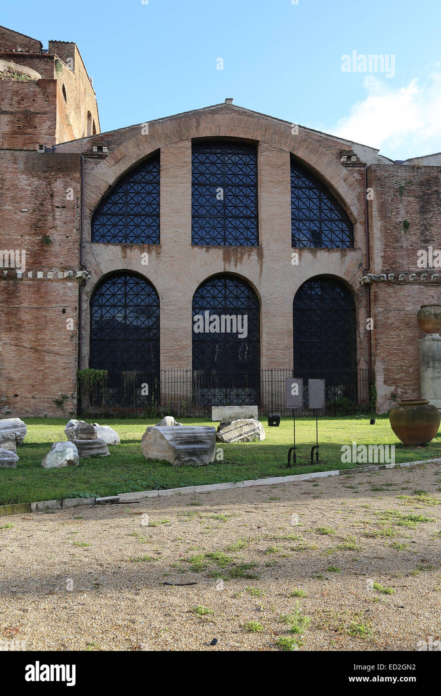 Italien. Rom. Thermen des Diokletian. Rom. Die Ruinen. Von außen. Stockfoto