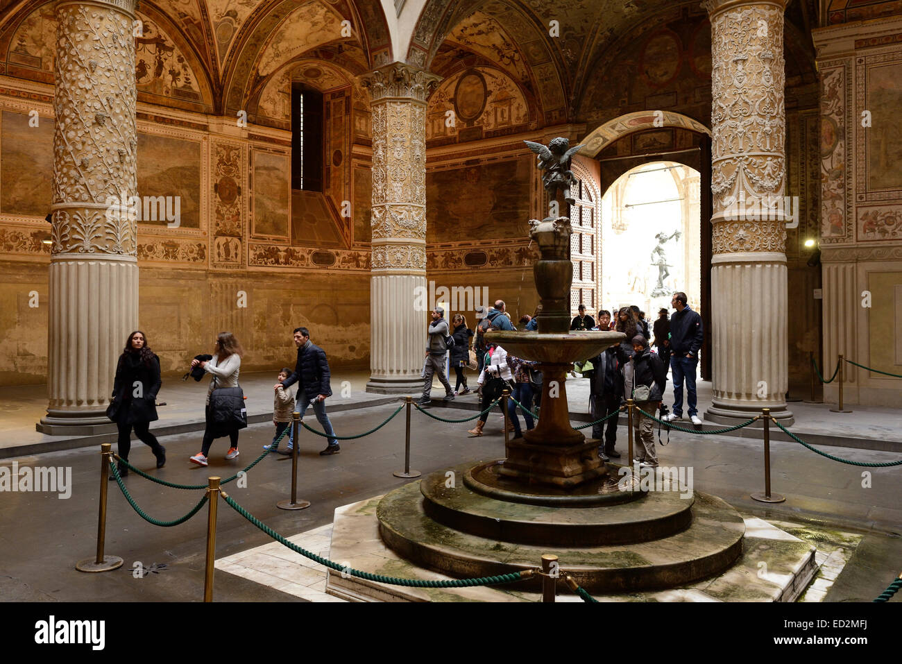 Florenz. Italien. Ersten Hof des Palazzo Vecchio. Stockfoto