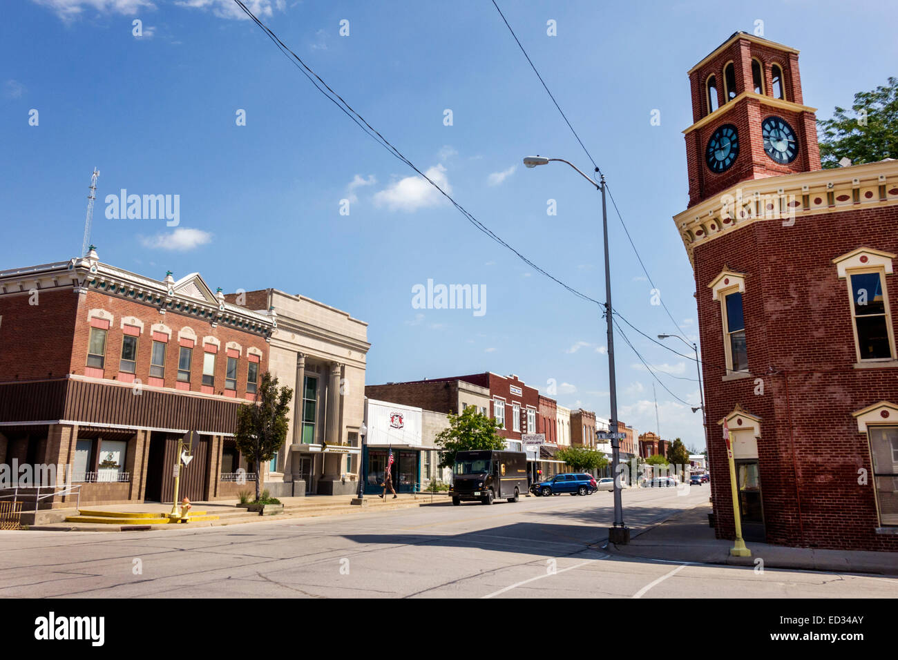 Illinois Fairbury, West Locust Street, Innenstadt, kleine Stadt, Gebäude, Bezirk, IL140905018 Stockfoto