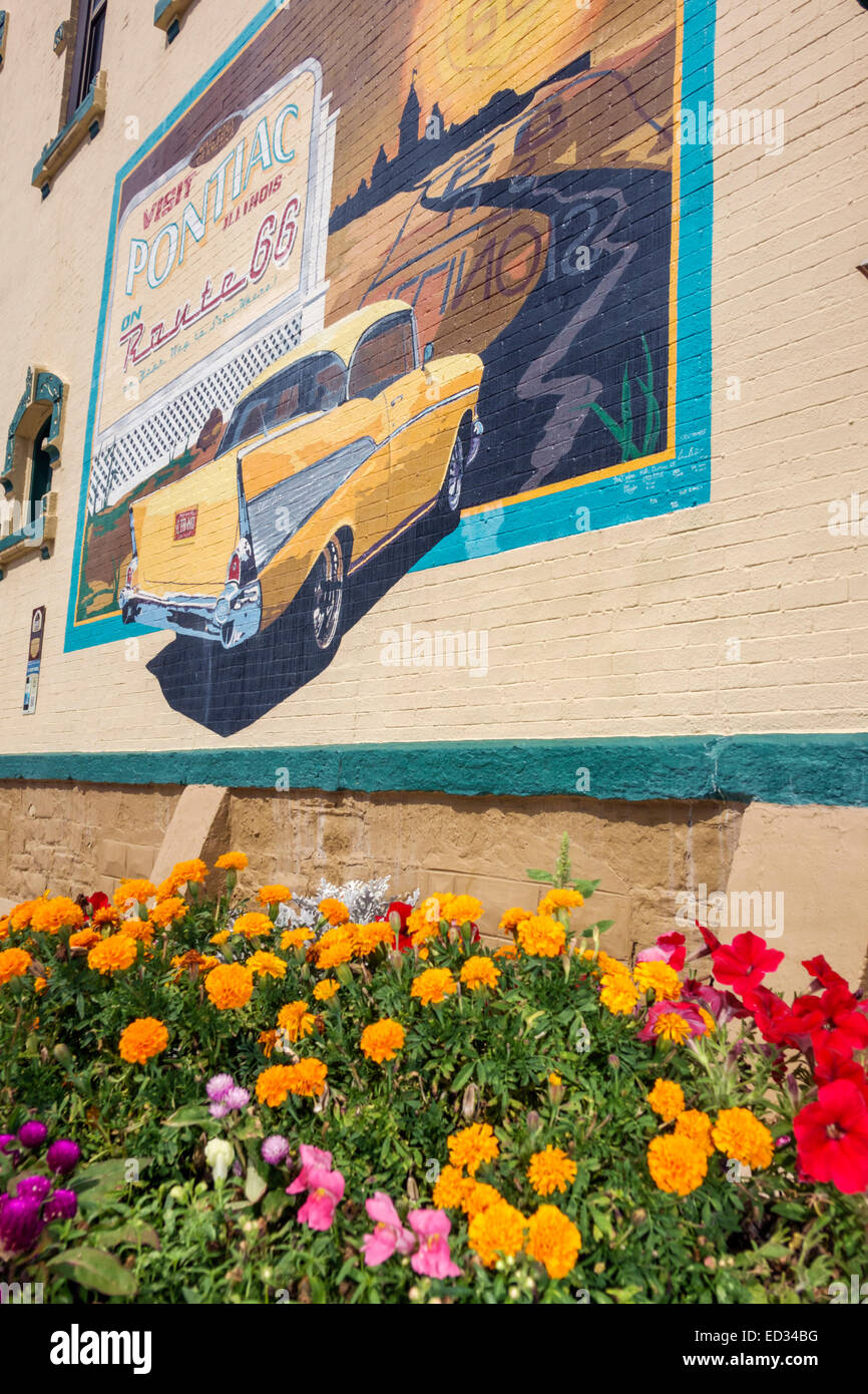 Pontiac Illinois, historische Autobahn Route 66, Mural, 1957 Chevy Chevrolet, Besucher reisen Reise Reise touristische Sehenswürdigkeiten Sehenswürdigkeiten Kultur Stockfoto