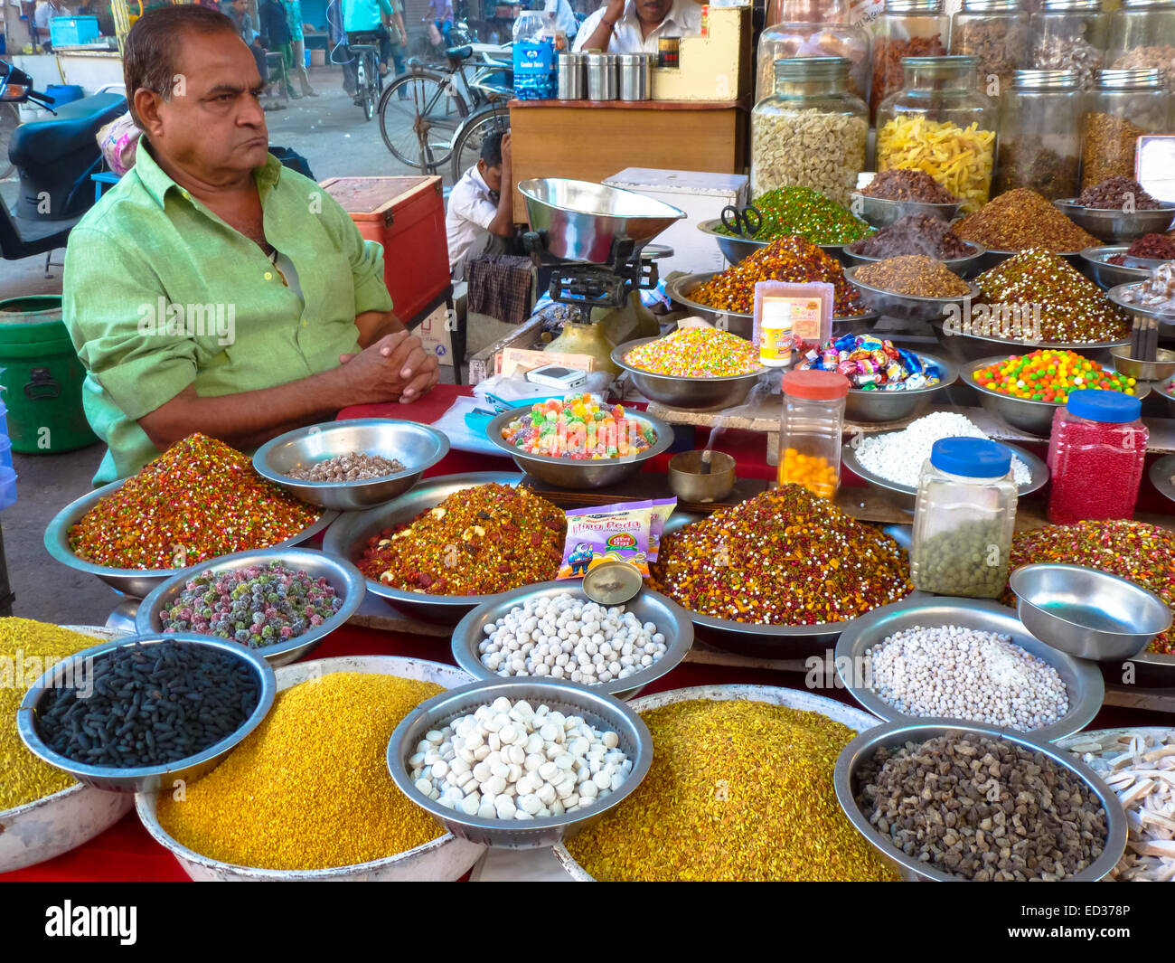 Straßenhändler in Ahmedabad, Gujarat Indien Stockfoto