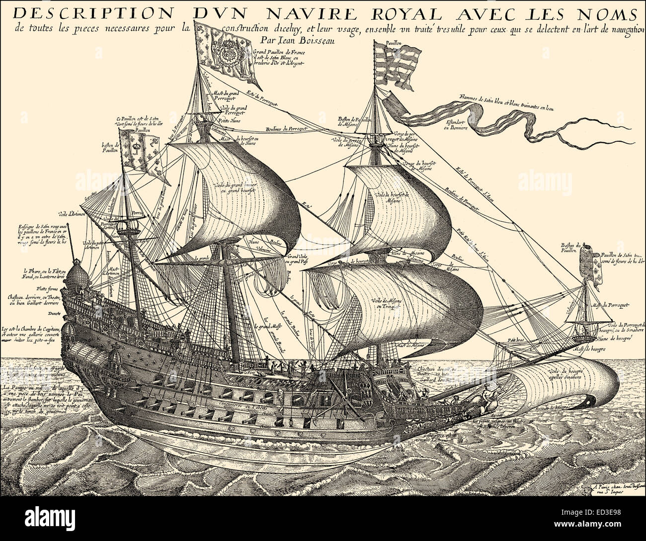 Ein französischer Krieg Schiff, 17. Jahrhundert, Ein französischen Schiff Kriegsschiff, 17. Halbmonatsschrift Stockfoto