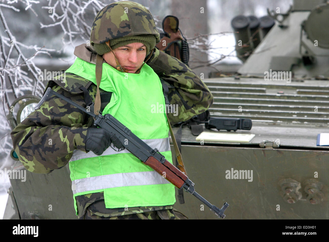 Die Tschechische militärische Ausbildung im winter Stockfoto