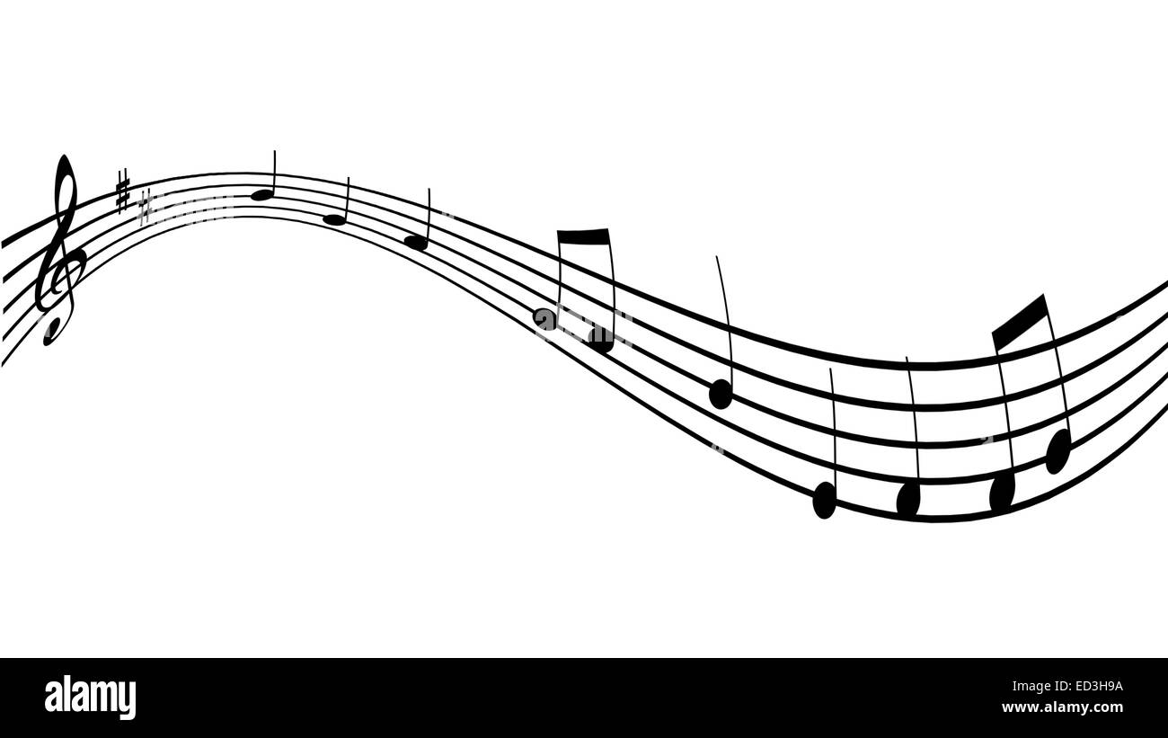 Noten mit einer einfachen Melodie auf weißem Hintergrund Stockfoto