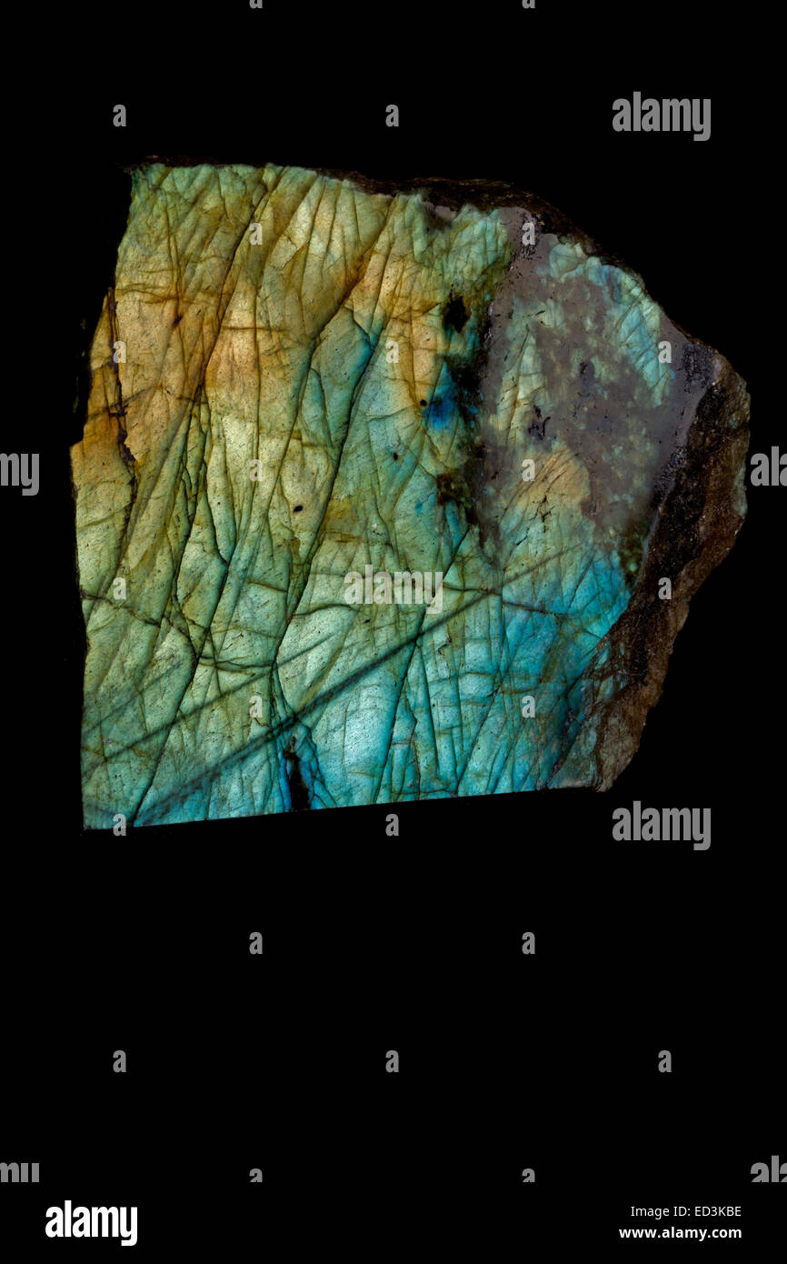 Labradorit, Madagaskar, ein Feldspat Material, poliert Stockfoto