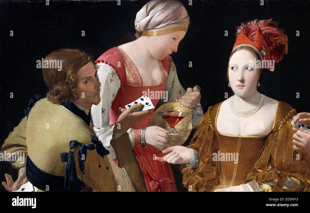 Georges De La Tour, The Cheat mit Ace of Clubs. Ca. 1630-1634. Öl auf Leinwand. Kimbell Art Museum, Fort Worth, Texas, USA. Stockfoto