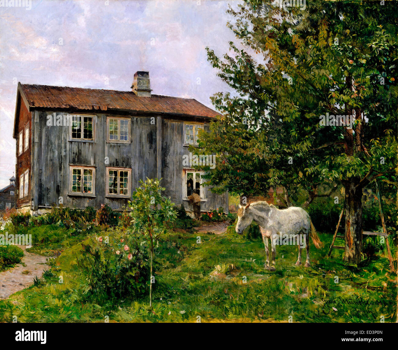 Gerhard Munthe, auf die Farm, Ulvin 1889 Öl auf Leinwand. Nationalmuseum für Kunst, Architektur und Design, Oslo, Norwegen. Stockfoto