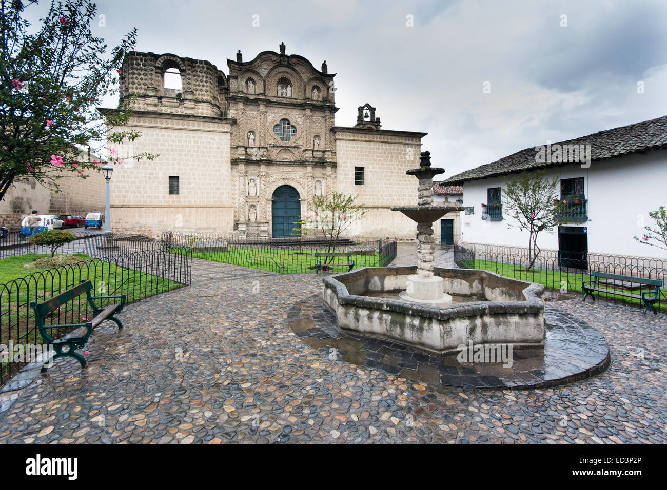 Kleinen Plaza in kolonialen Stadt Cajamarca, Peru Stockfoto