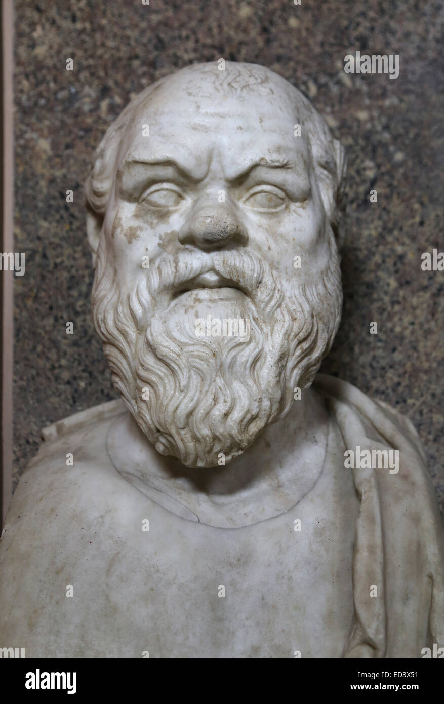 Sokrates (470/469-399 v. Chr.). Athener Philosoph. Porträt. Römische Kopie 2. Jahrhundert n. Chr. nach einem griechischen Original aus dem 4. Jahrhundert Stockfoto