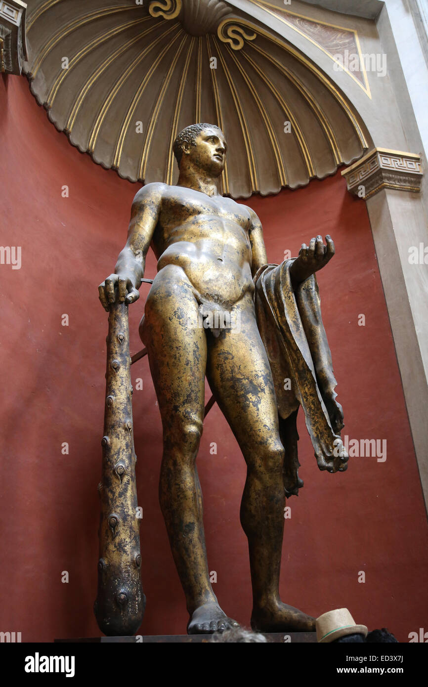 Römische Kunst. Herakles. Vergoldete Statue. Aus dem Theater des Pompeius. 2. Jahrhundert. Vatikanischen Museen. Vatikan-Stadt. Stockfoto