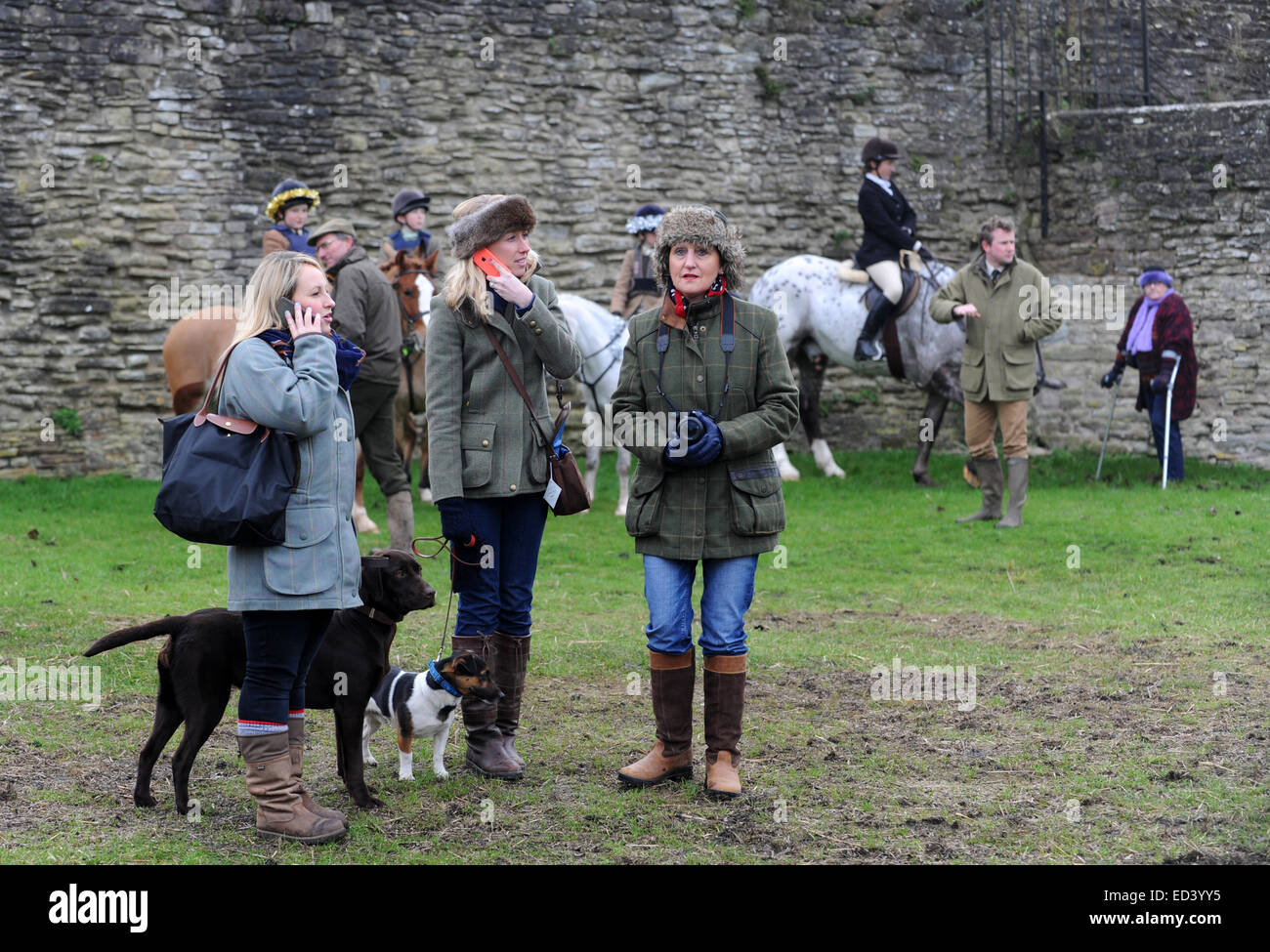 Zuschauer in Ludlow Jagd Boxing Day treffen in Ludlow Castle Stockfoto
