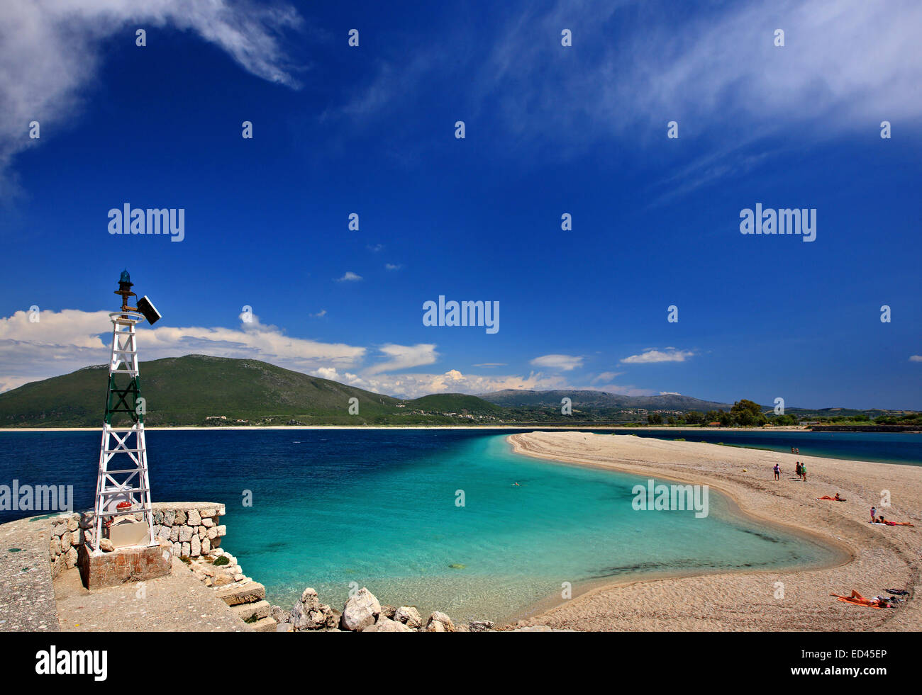 Ammoglossa Strand, in der Nähe von Agia Mavra Burg, Lefkada (oder "Lefkas") Insel, Ionisches Meer, Nordteil ("sieben Inseln"), Griechenland Stockfoto