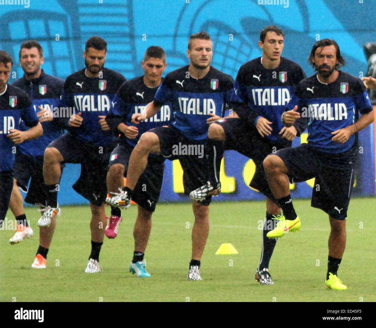 FIFA WM 2014 - Training mit Italien: Marco Veratti, Ciro Immobile, Andrea Pirlo Where: Natal, Brasilien bei: 23. Juni 2014 Stockfoto