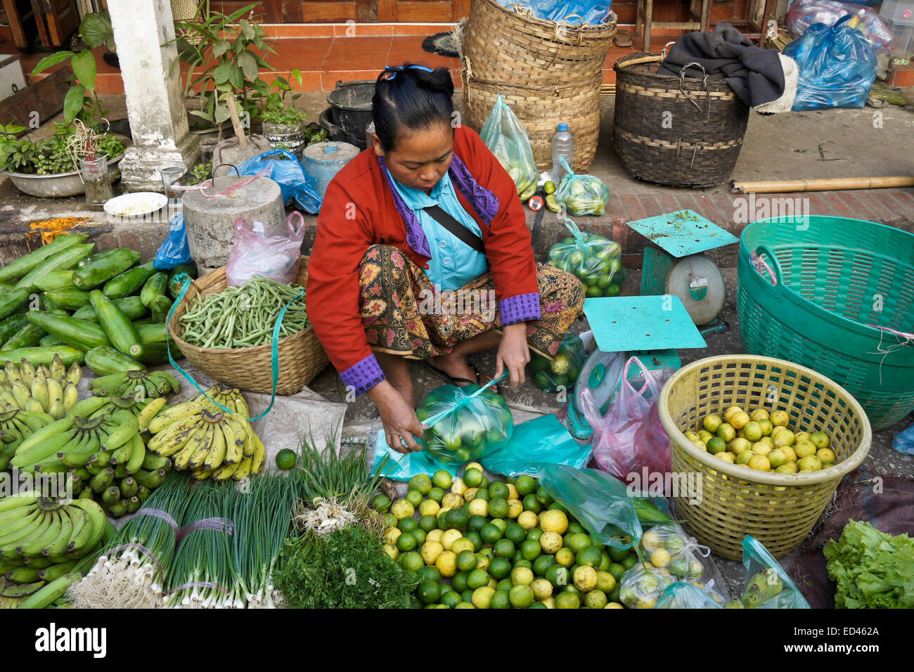 Open-Air-Markt in Luang Prabang, Laos Stockfoto