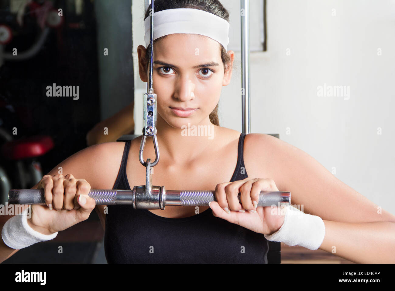 1 Indian Sport Lady Gym Bodybuilding Stockfoto