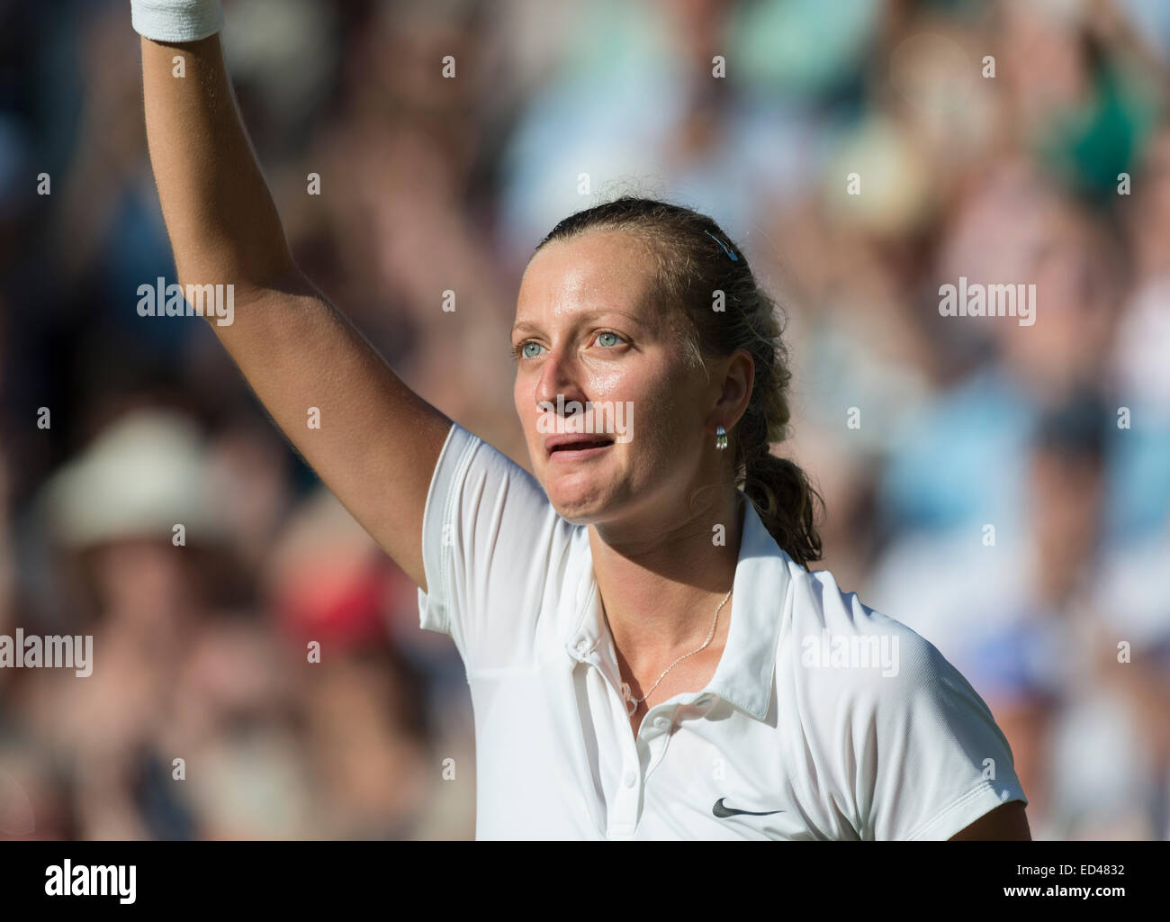 27.06.2014. die Wimbledon Tennis Championships 2014 statt in The All England Lawn Tennis and Croquet Club, London, England, UK. Petra Kvitova (CZE) (Blonde Haare) [6] V Venus Williams (USA) [30] auf dem Centre Court. Stockfoto