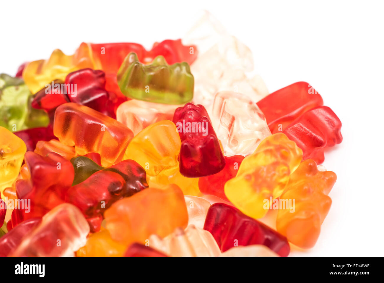 Gummibärchen auf weiß isoliert Gelee Stockfoto