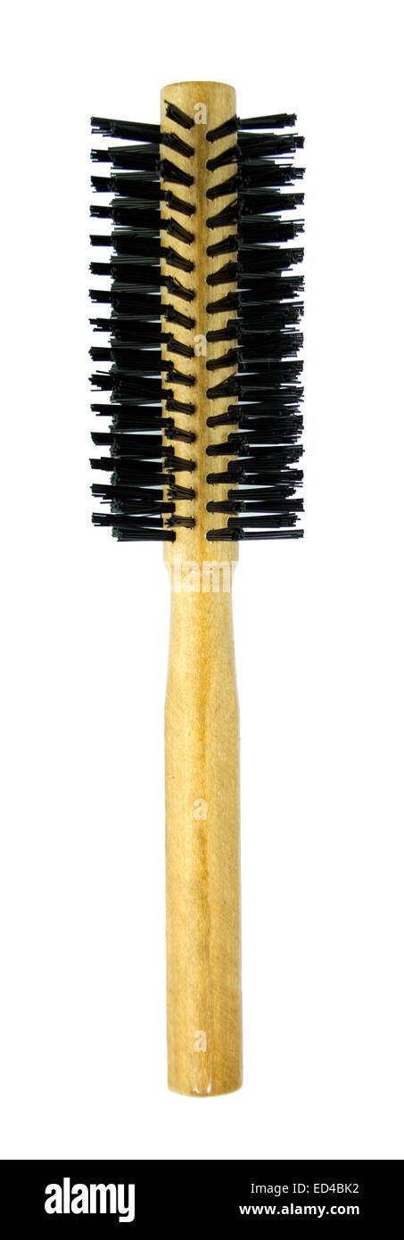 Einzelnes Haarbürste auf einem weißen Hintergrund. Stockfoto