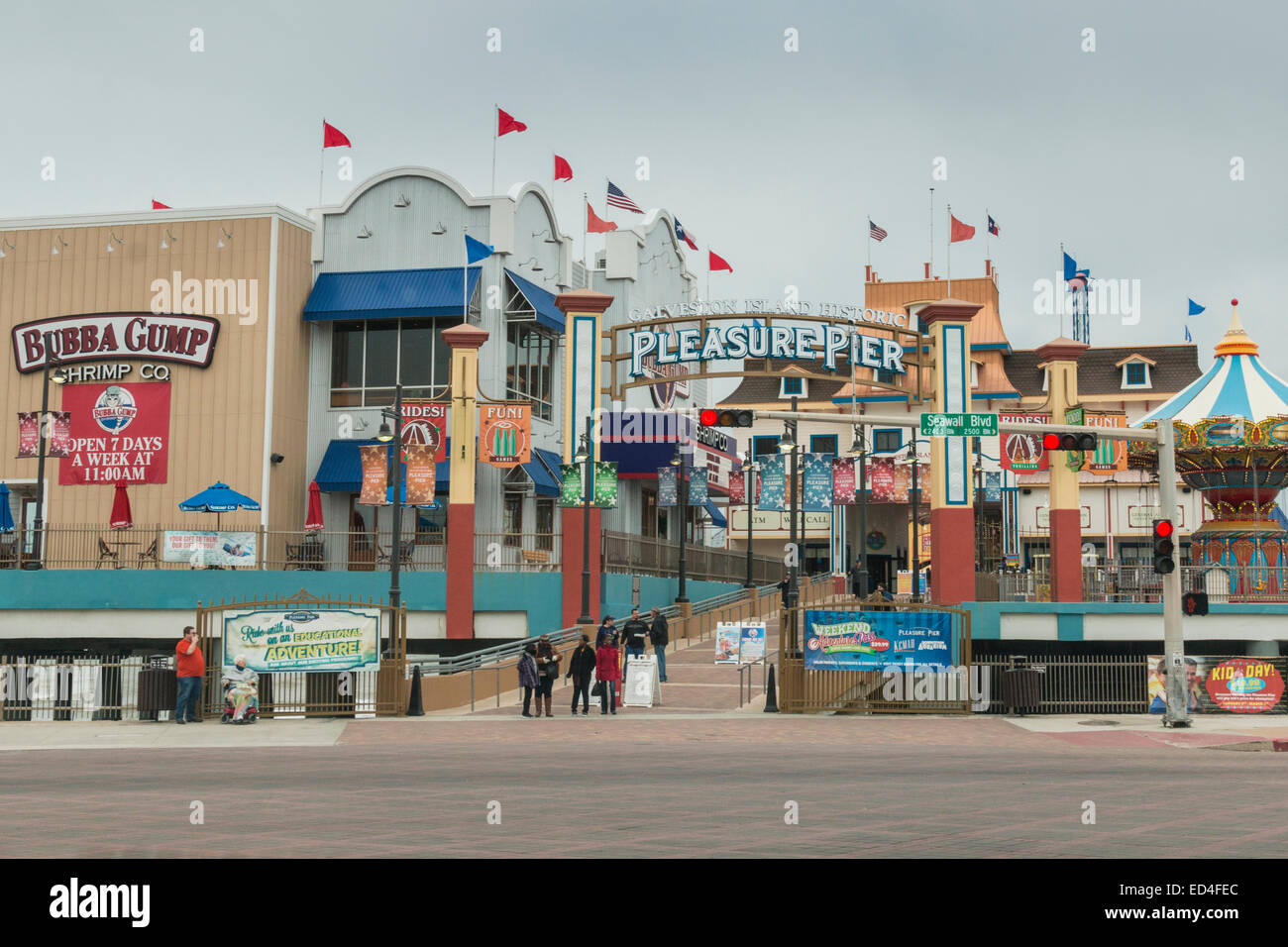 Galveston Vergnügen Pier Attraktion auf dem Seawall Boulevard in Galveston. Stockfoto