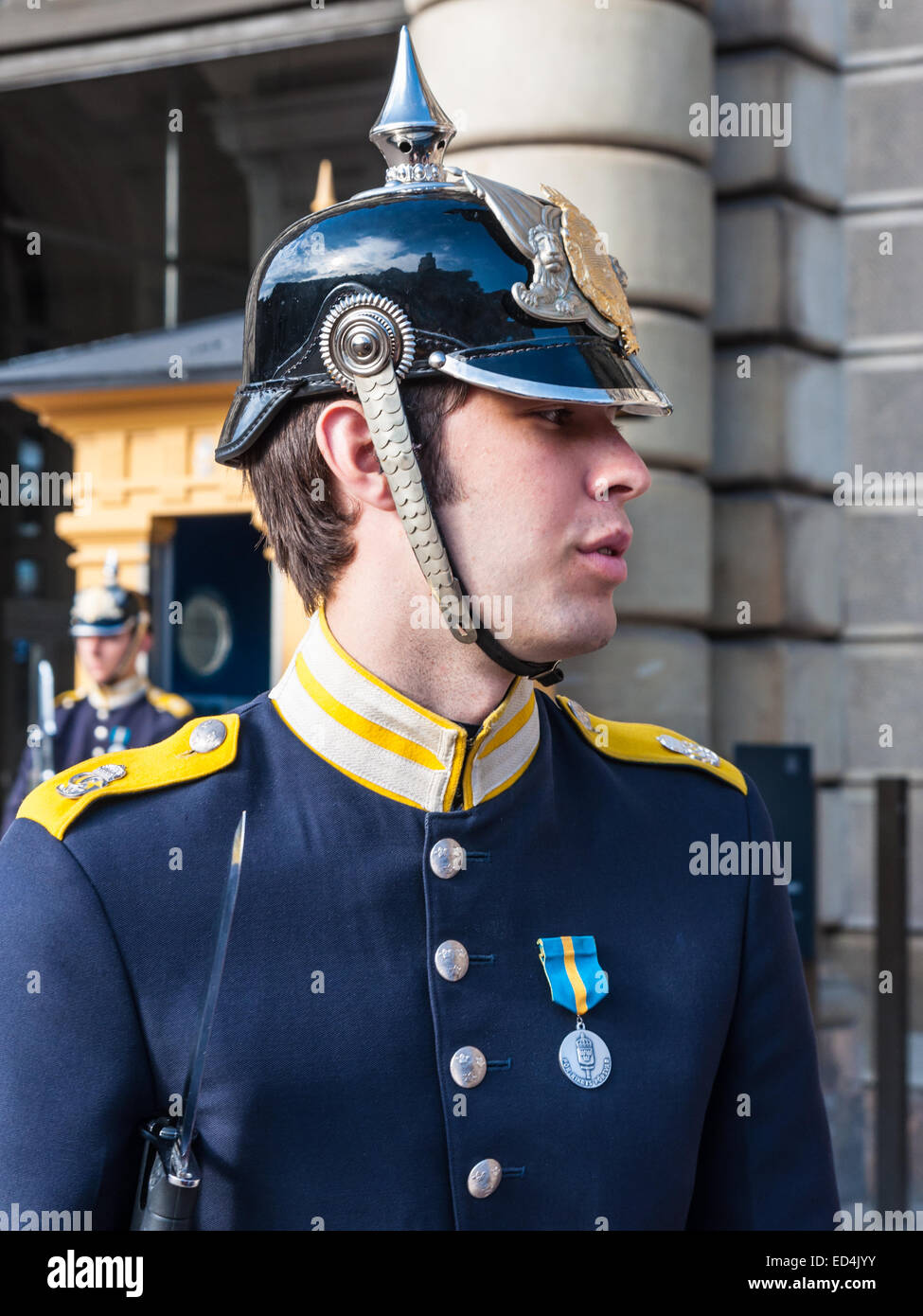 Königliche Wachablösung vor dem königlichen Palast in Stockholm Stockfoto