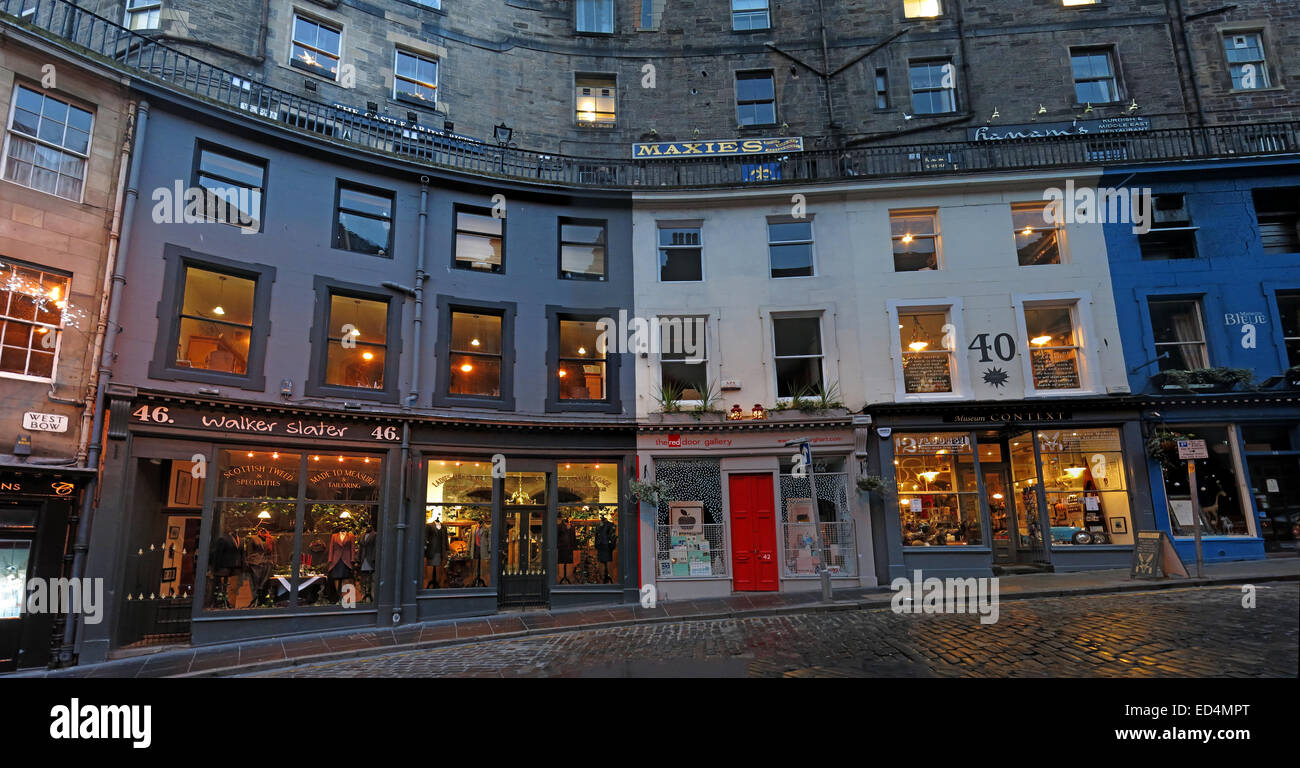 Edinburghs historische Victoria St Panorama, Stadtzentrum, Lothian, Schottland, UK Stockfoto