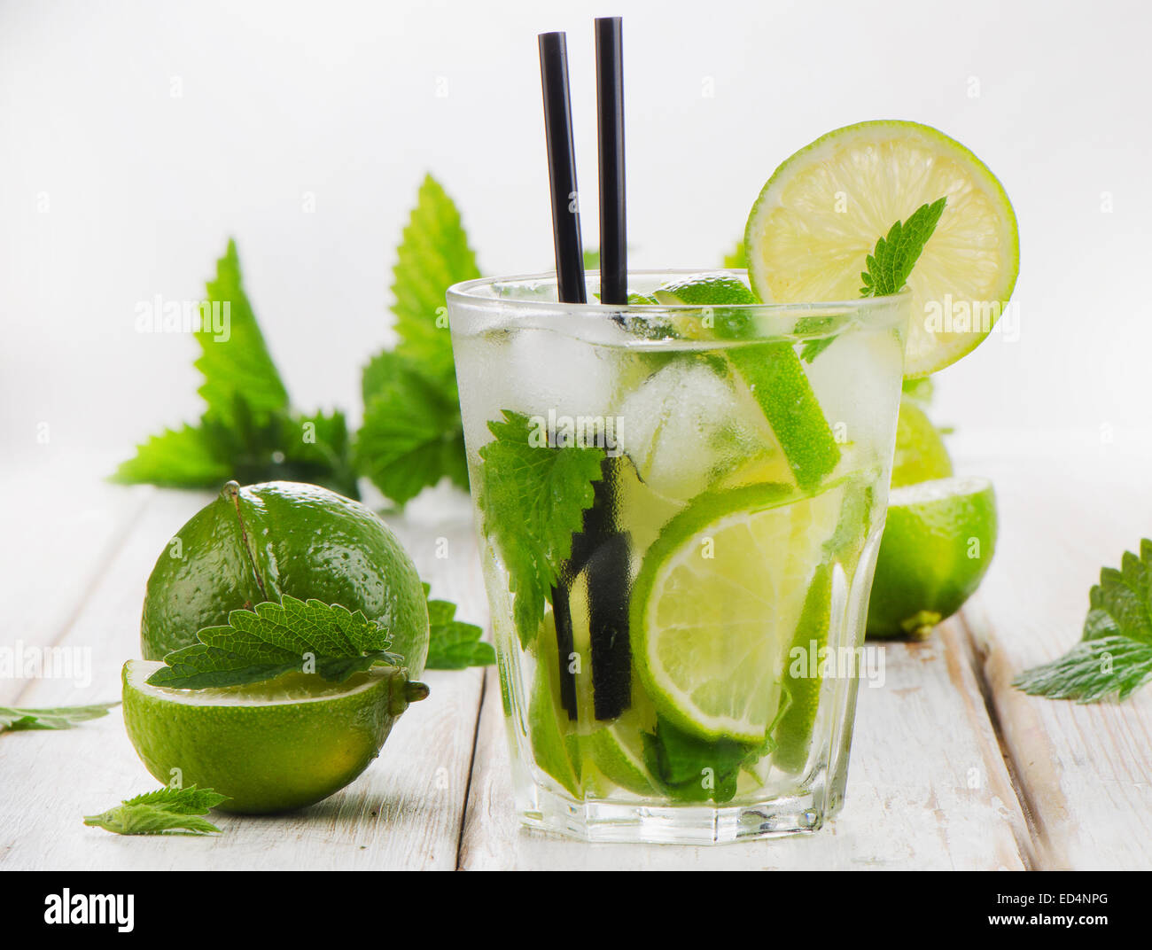 Mojito cocktail und frischen Zutaten. Selektiven Fokus Stockfoto
