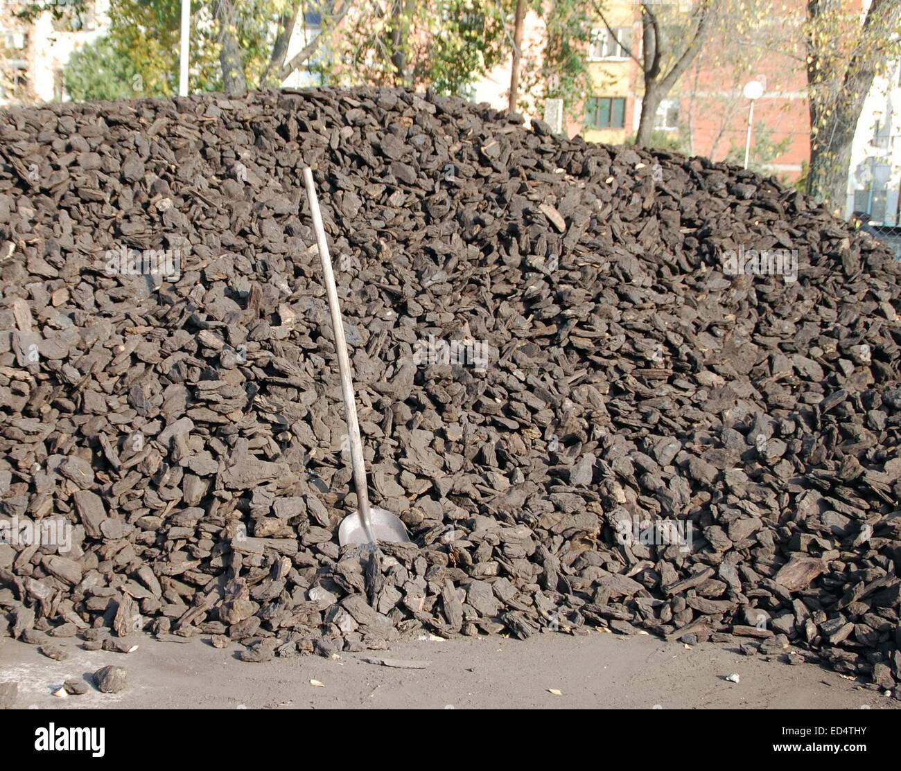 Haufen Kohle auf das Depot wartenden Kunden. Stockfoto