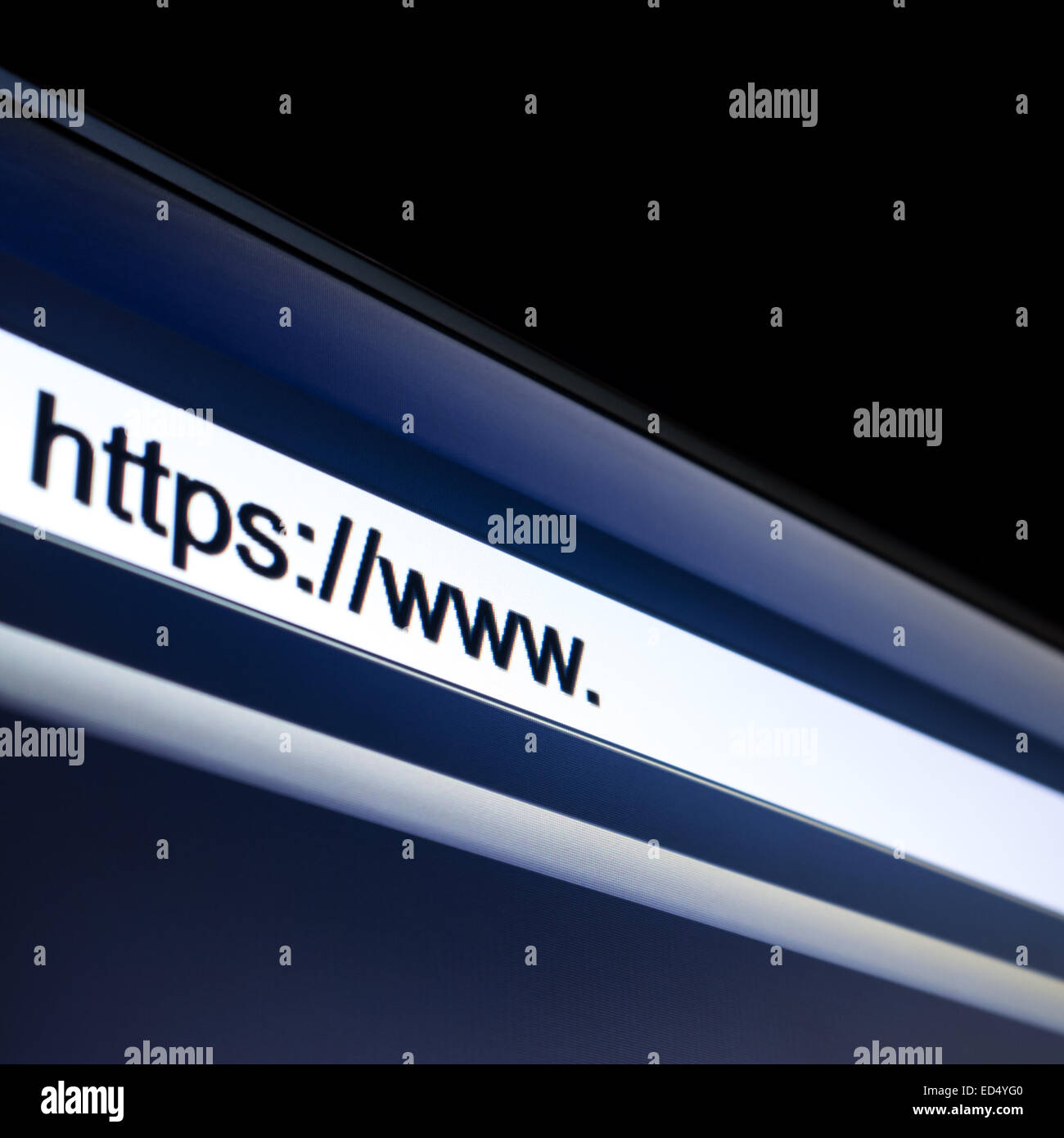 Internet-Browser, Eingabe von http, Www., led-Bildschirm Stockfoto