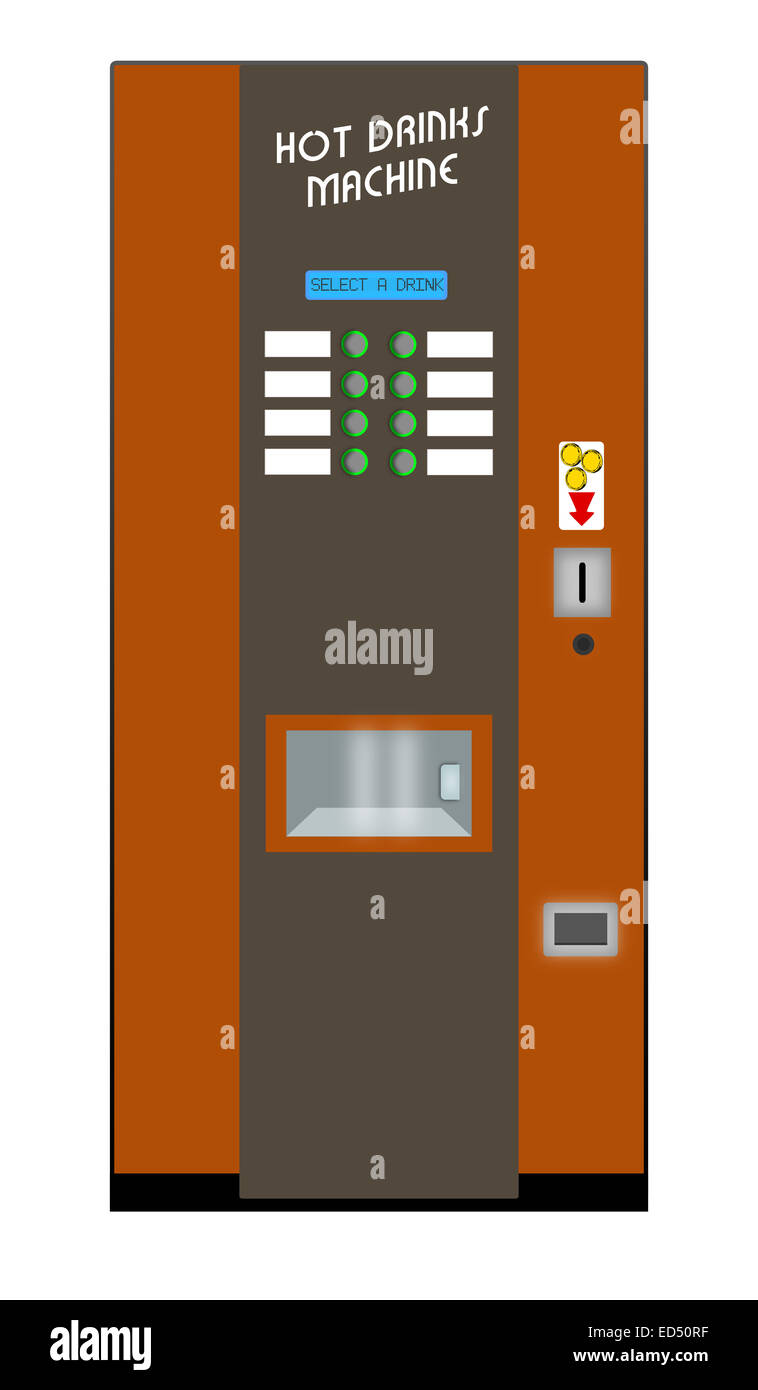 Eine heiße Getränke gewerbliche Kaffeemaschine isoliert auf weiss Stockfoto