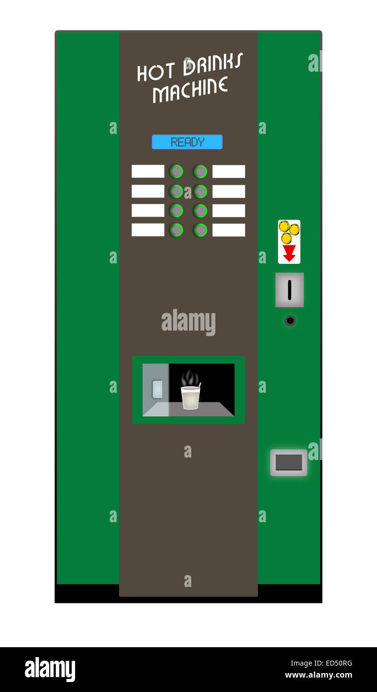 Eine heiße Getränke gewerbliche Kaffeemaschine mit Kaffeetasse bereit Stockfoto