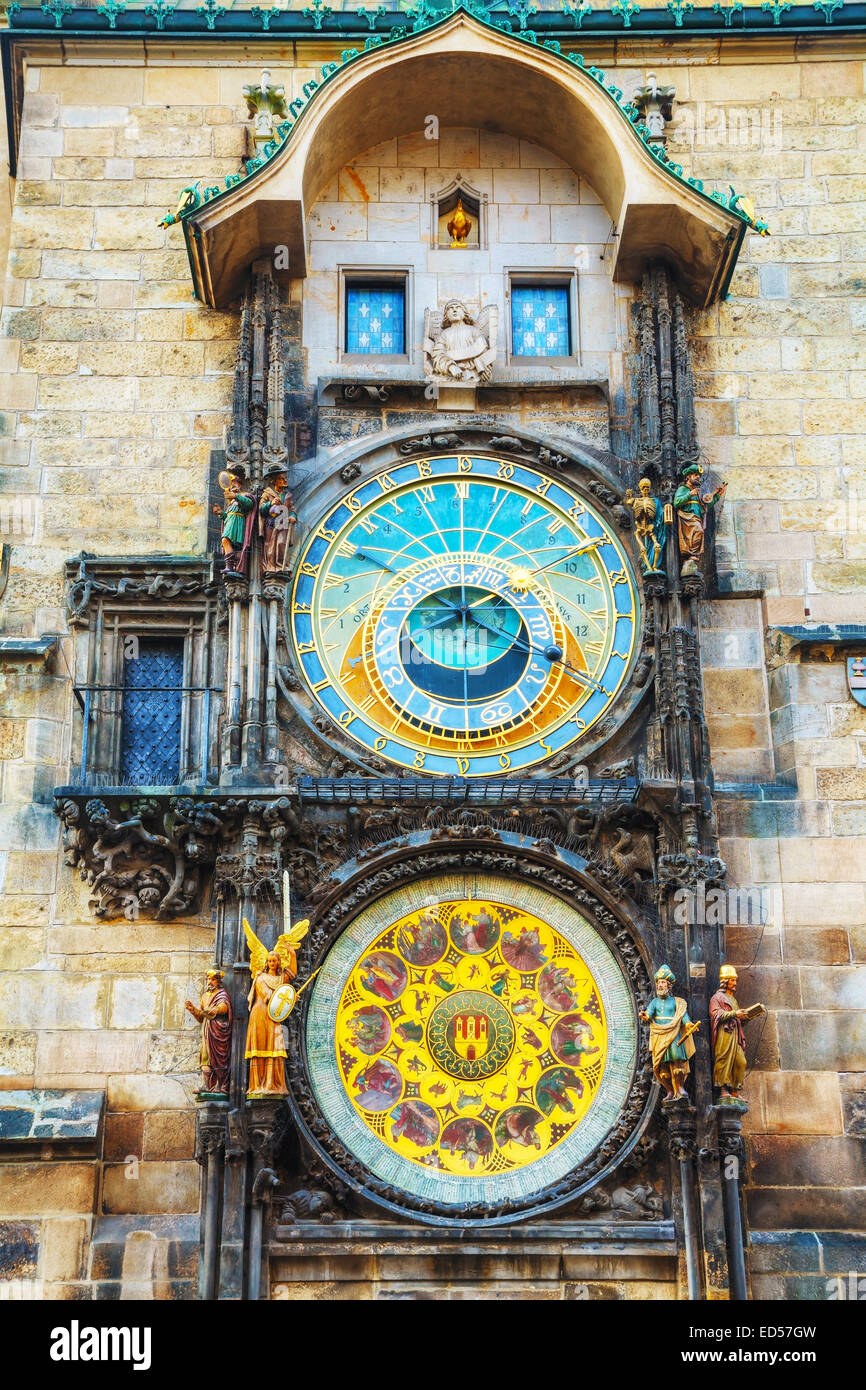 Die Prager astronomische Uhr am alten Rathaus in Prag Stockfoto