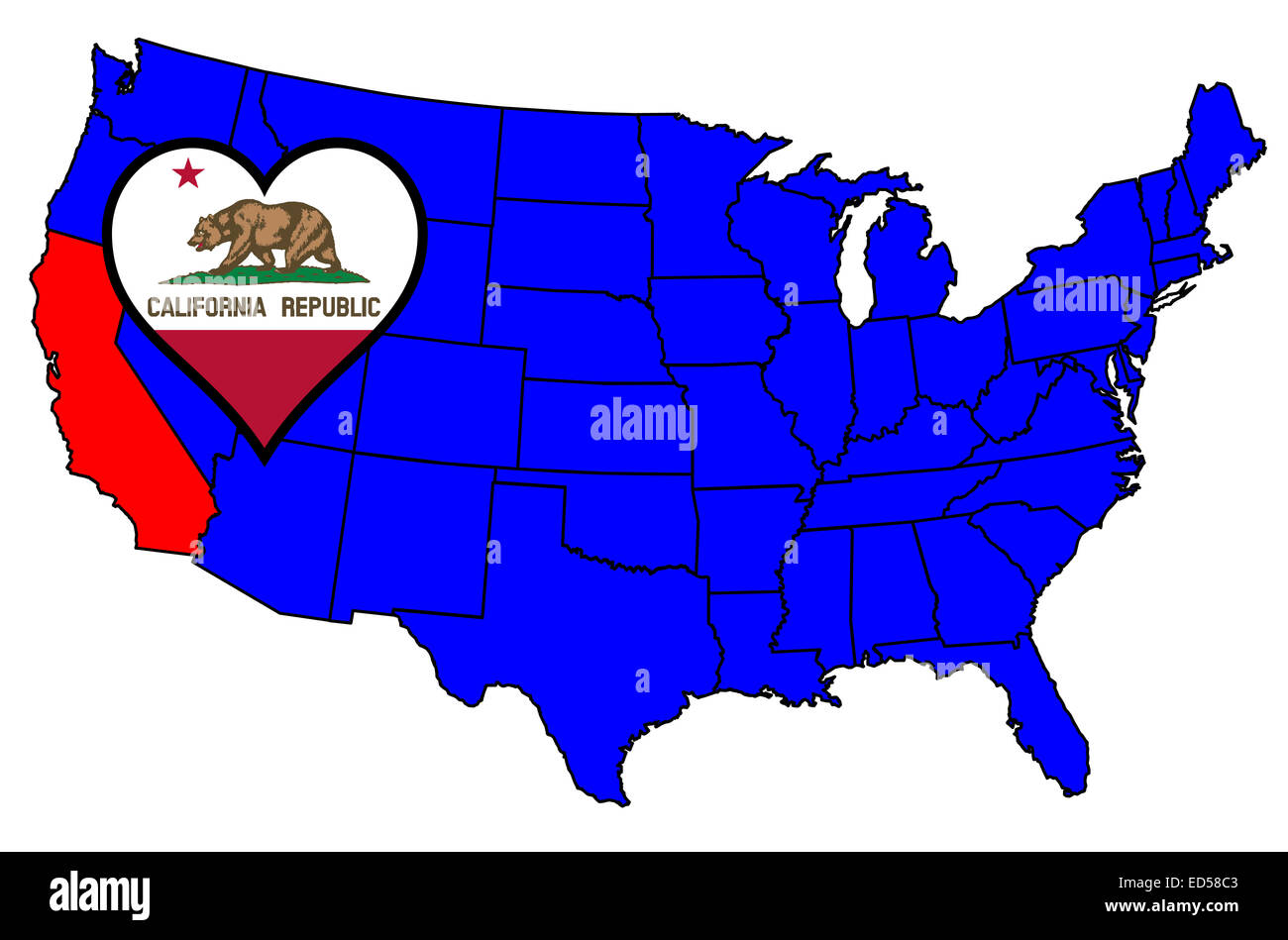California State Gliederung und Icon inset Stockfoto