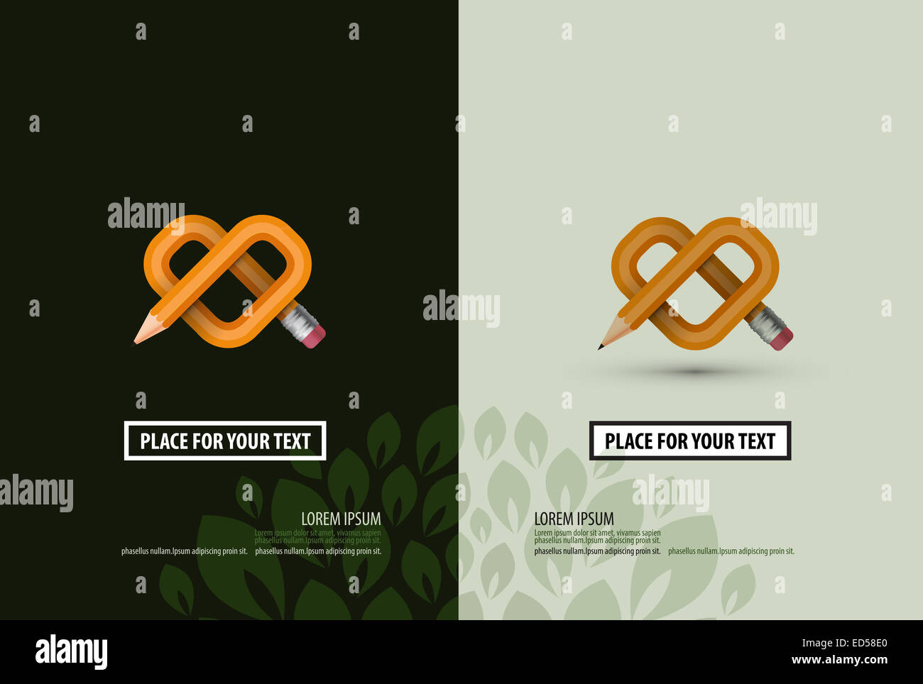 Bleistift und Herz. Logo, Symbol, Symbol, Vorlage, emblem Stockfoto