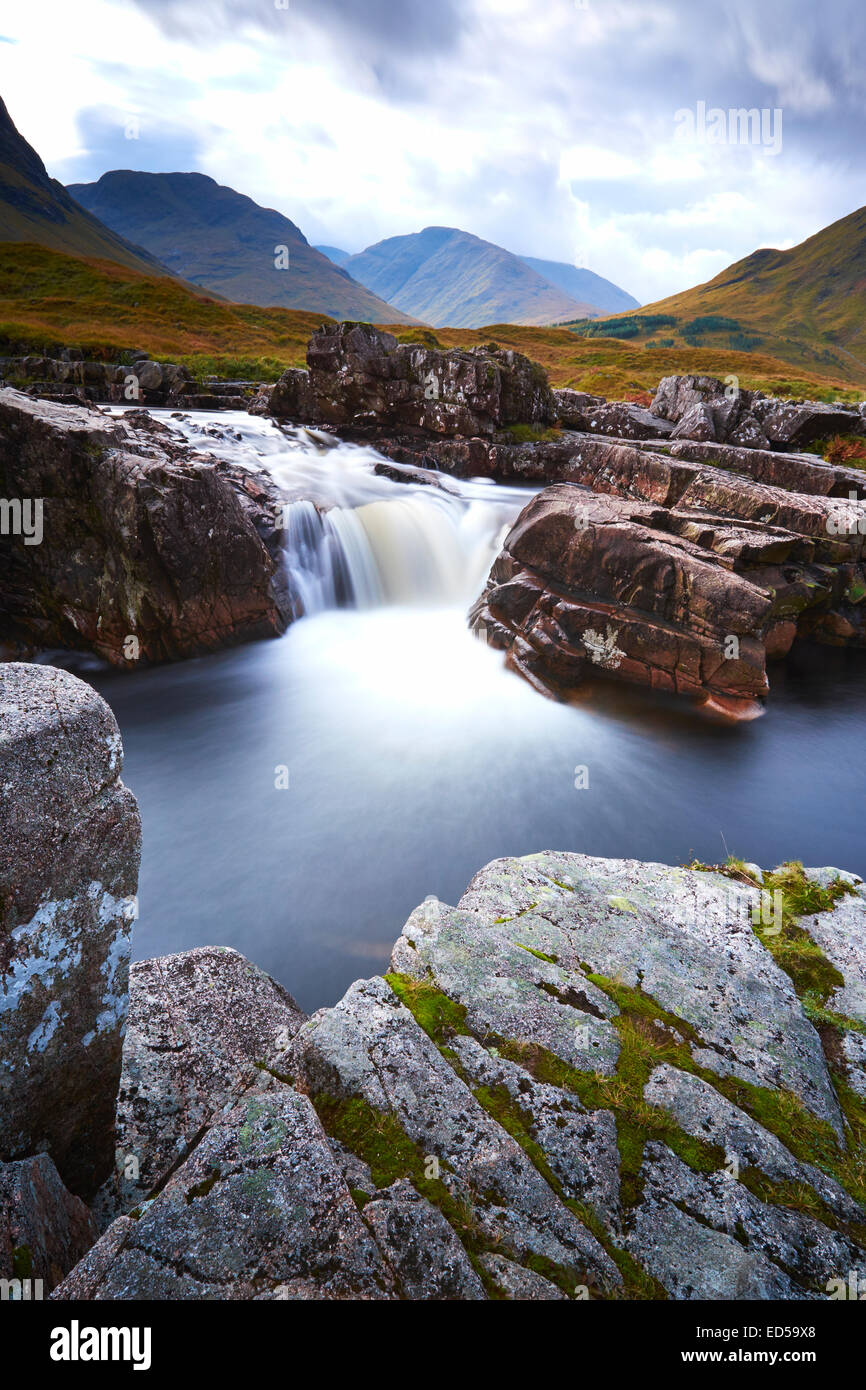 Fluß Etive Wasserfall Stockfoto