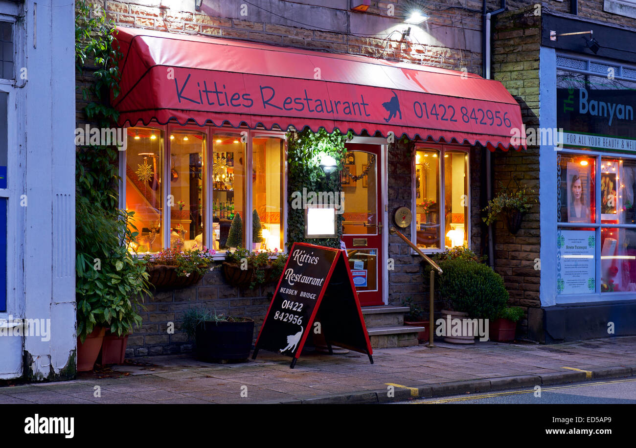 Hebden Bridge, Calderdale, Kitties Restaurant, West Yorkshire, England UK Stockfoto