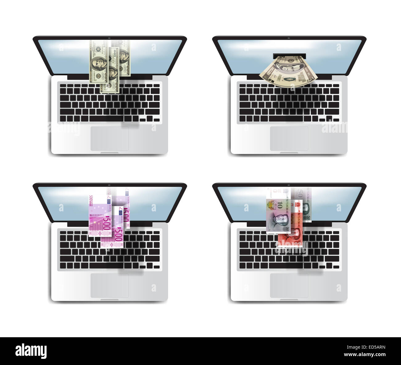 Geschäft. Geld Online-Gewinne. Laptop-Icon-set Stockfoto