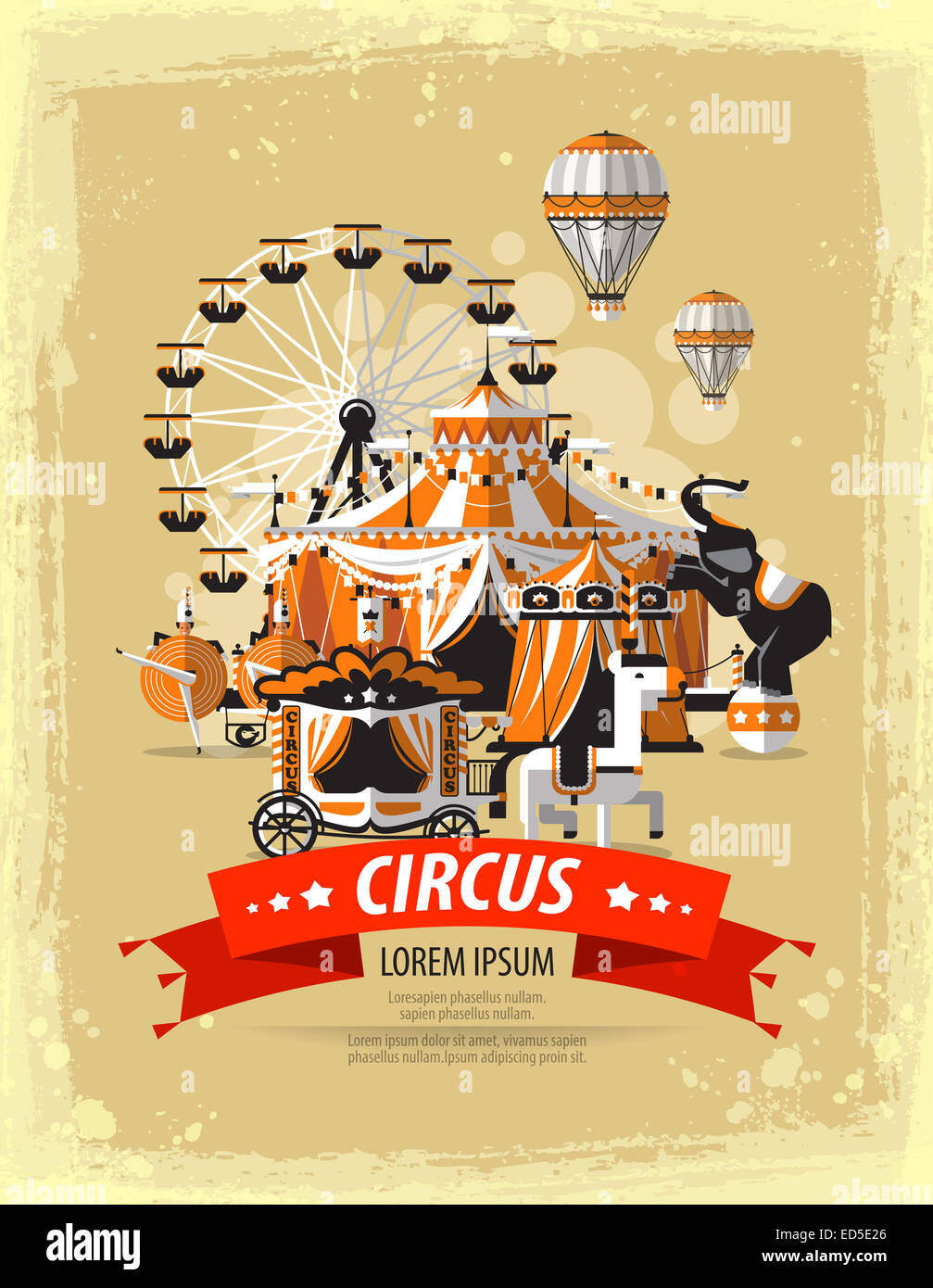 Zirkus, Kirmes, Karneval. Vektor-illustration Stockfoto