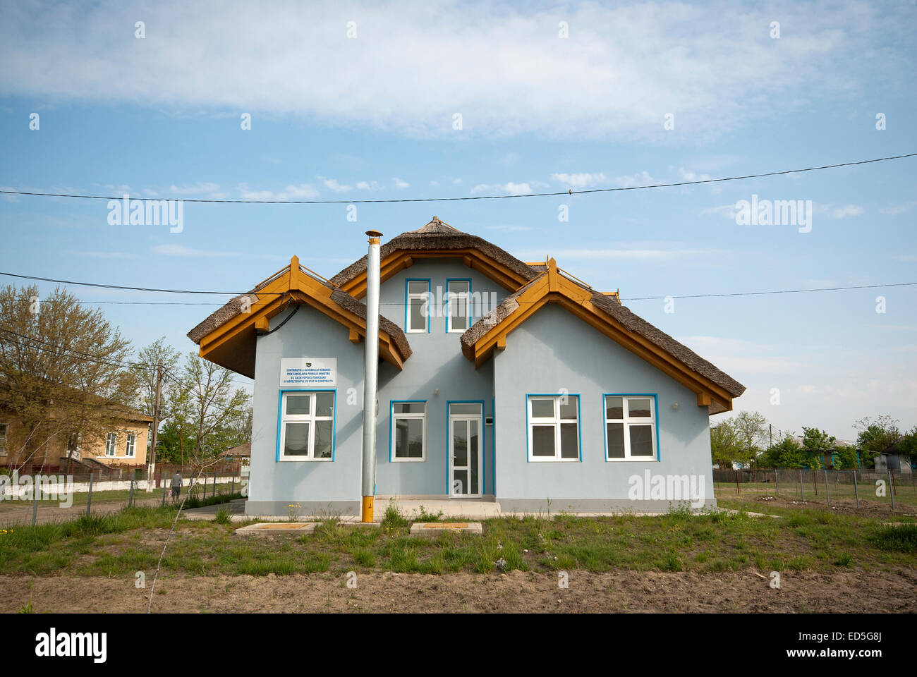 Typische Gebäude im Dorf Caraoman, Donaudelta, Rumänien, Europa Stockfoto