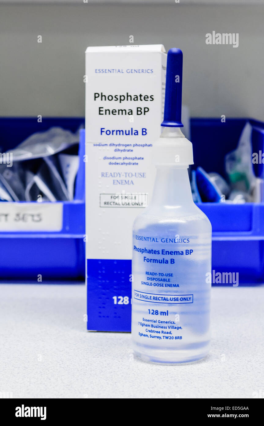 Phosphate Klistier BP Formel B für rektale Anwendung. Stockfoto