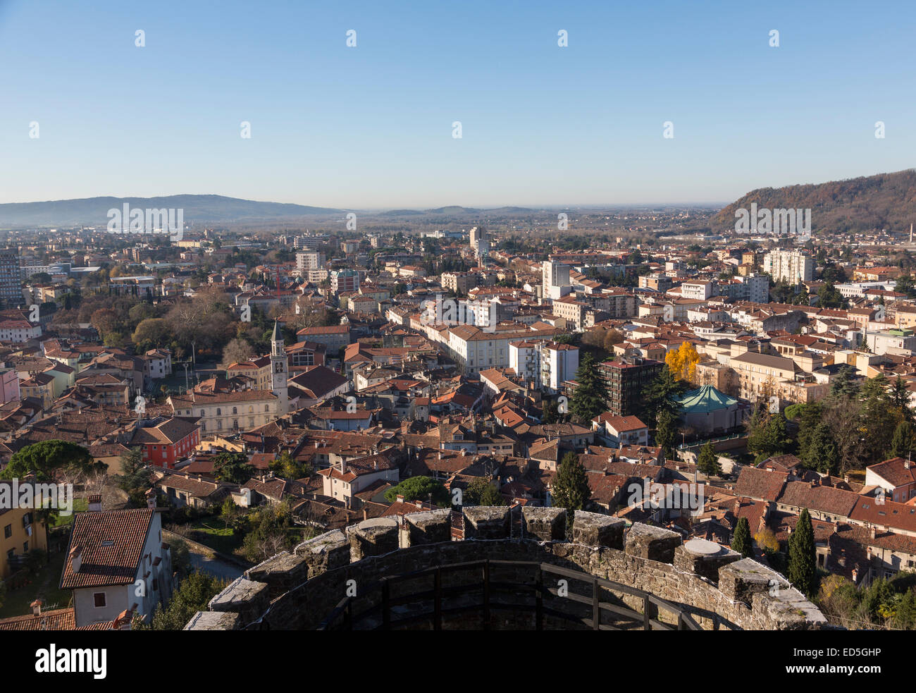Blick auf die Stadt von der Burg von Gorizia, Italien Stockfoto