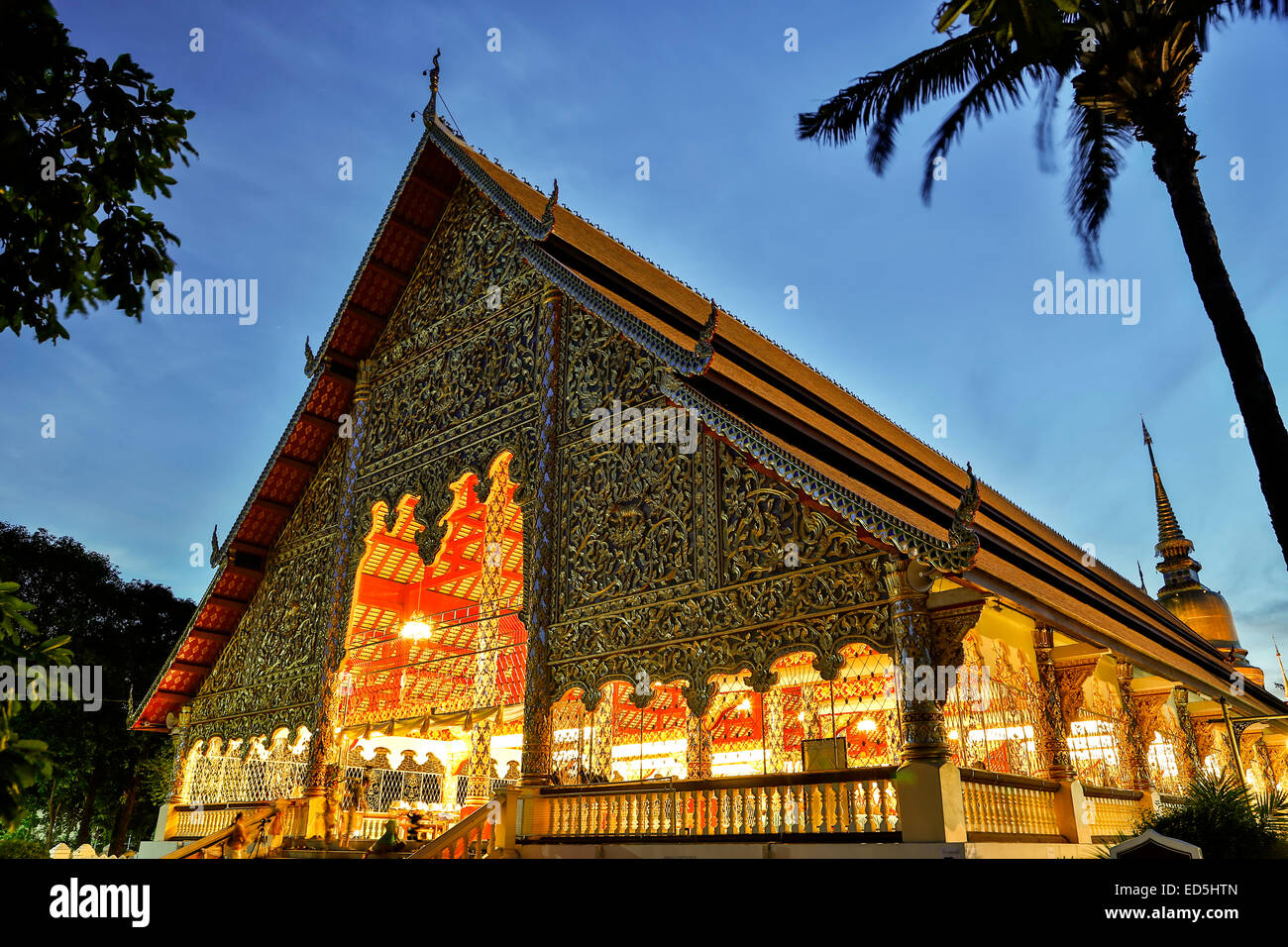 Gebet Hall, Wat Suan Dok, Chiang Mai, Thailand Stockfoto