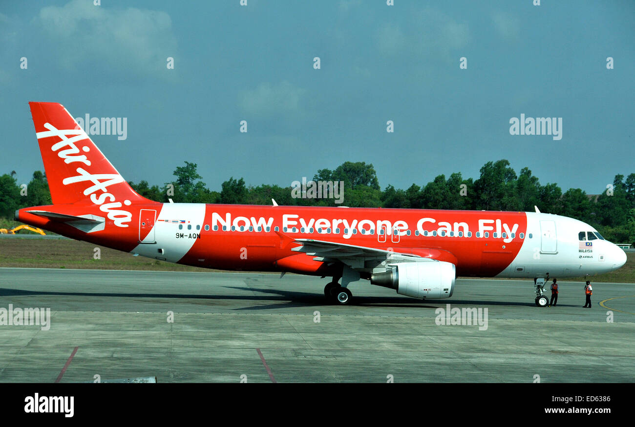 Airbus A 320 von Air Asia Airlines internationale Flughafen Rangun Myanmar Stockfoto