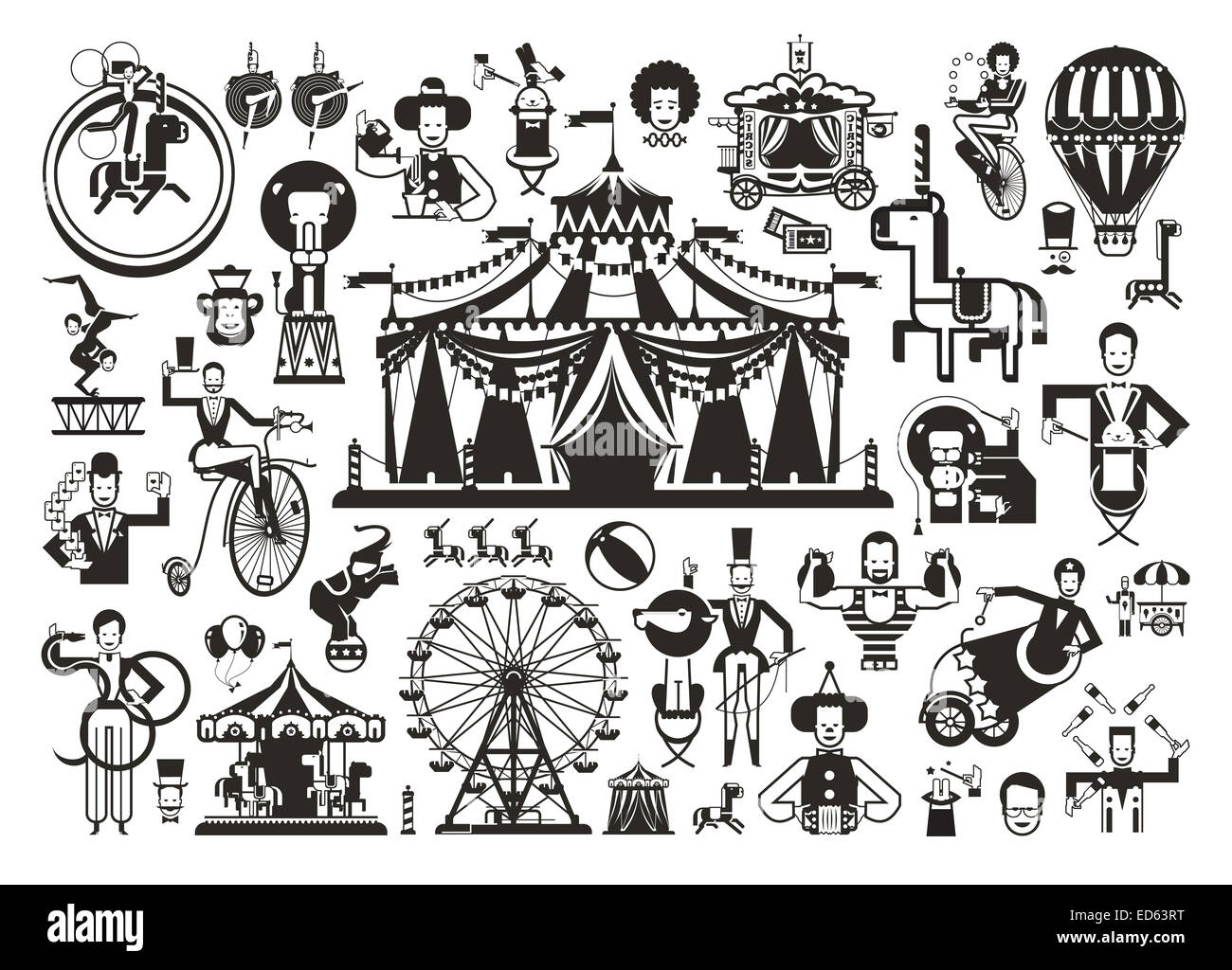 Zirkus Set von icons Stockfoto