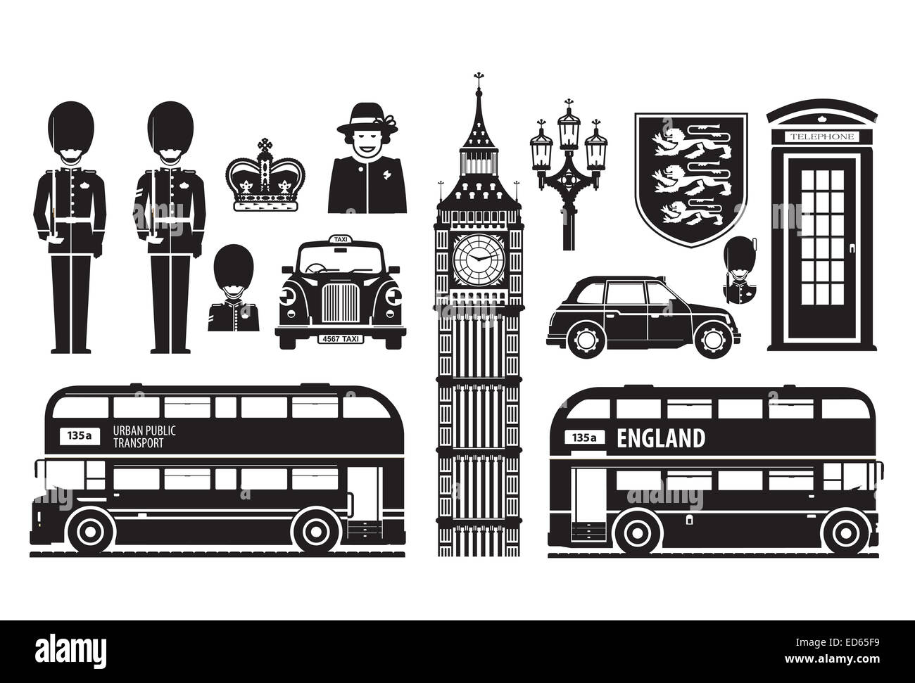England, London, UK-Reihe von icons Stockfoto