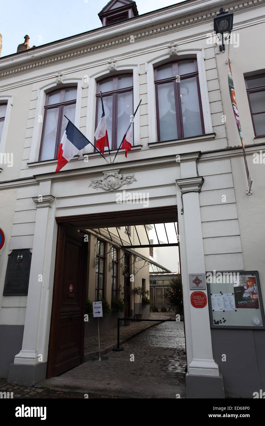 General Charles de Gaulle Geburtsort (Maison Natale de Charles de Gaulle), 9 rue Princesse, Lille, Nord, Frankreich Stockfoto