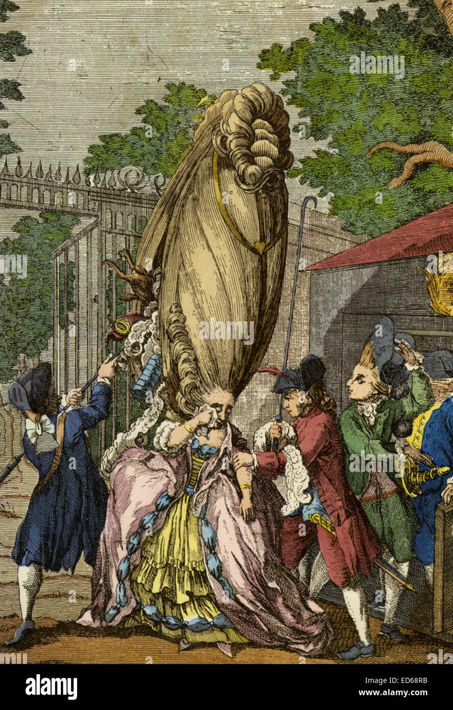 Perücke aus dem 18. Jahrhundert Französisch cartoon-Schippe die Mode für große Perücken Stockfoto