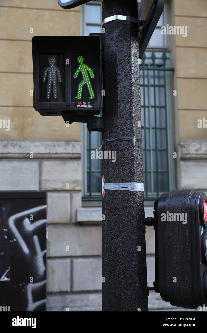 Paris Fußgängerüberweg Licht Stockfoto