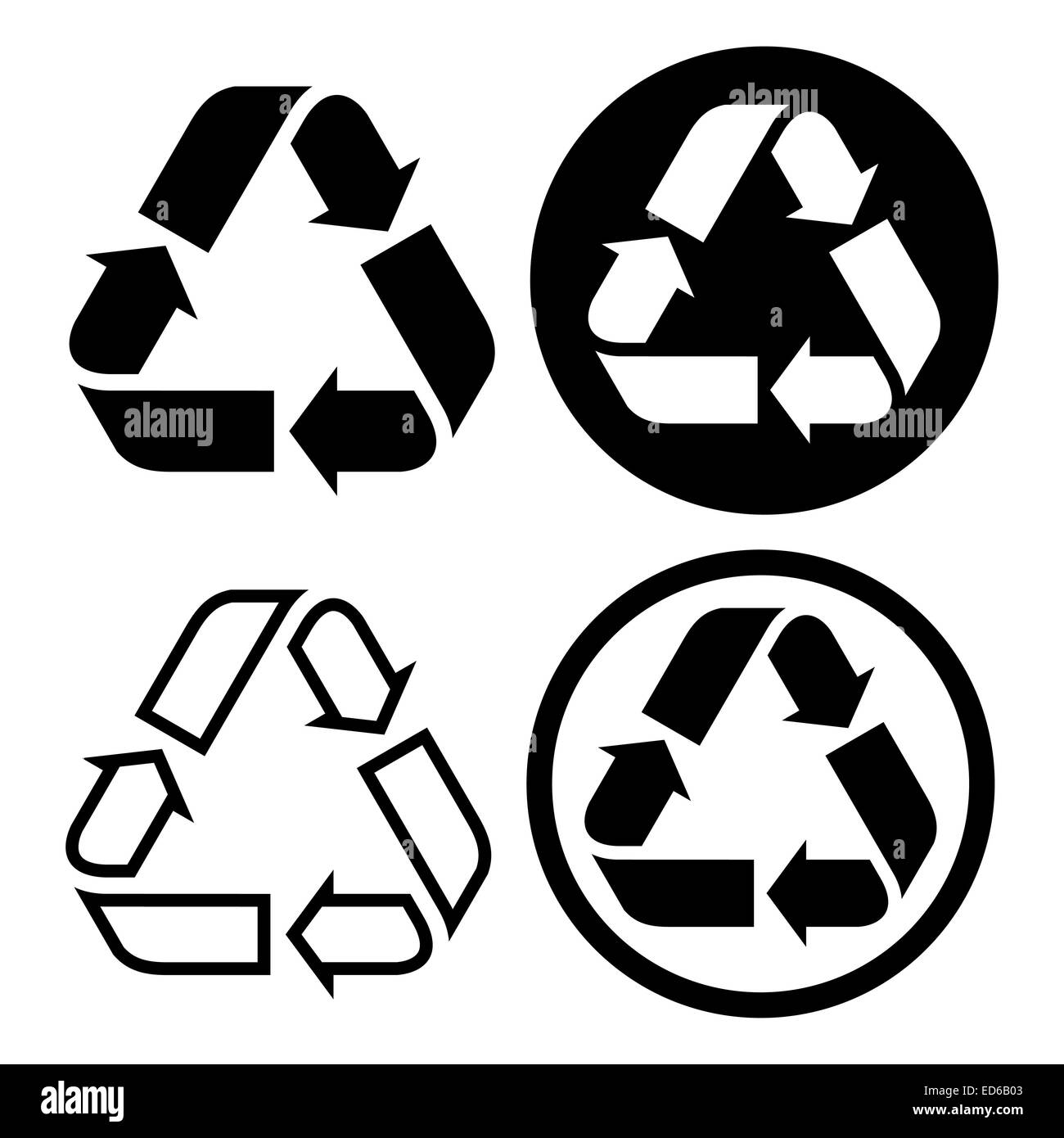 Recycle Zeichen Satz isoliert auf weißem Hintergrund Stockfoto