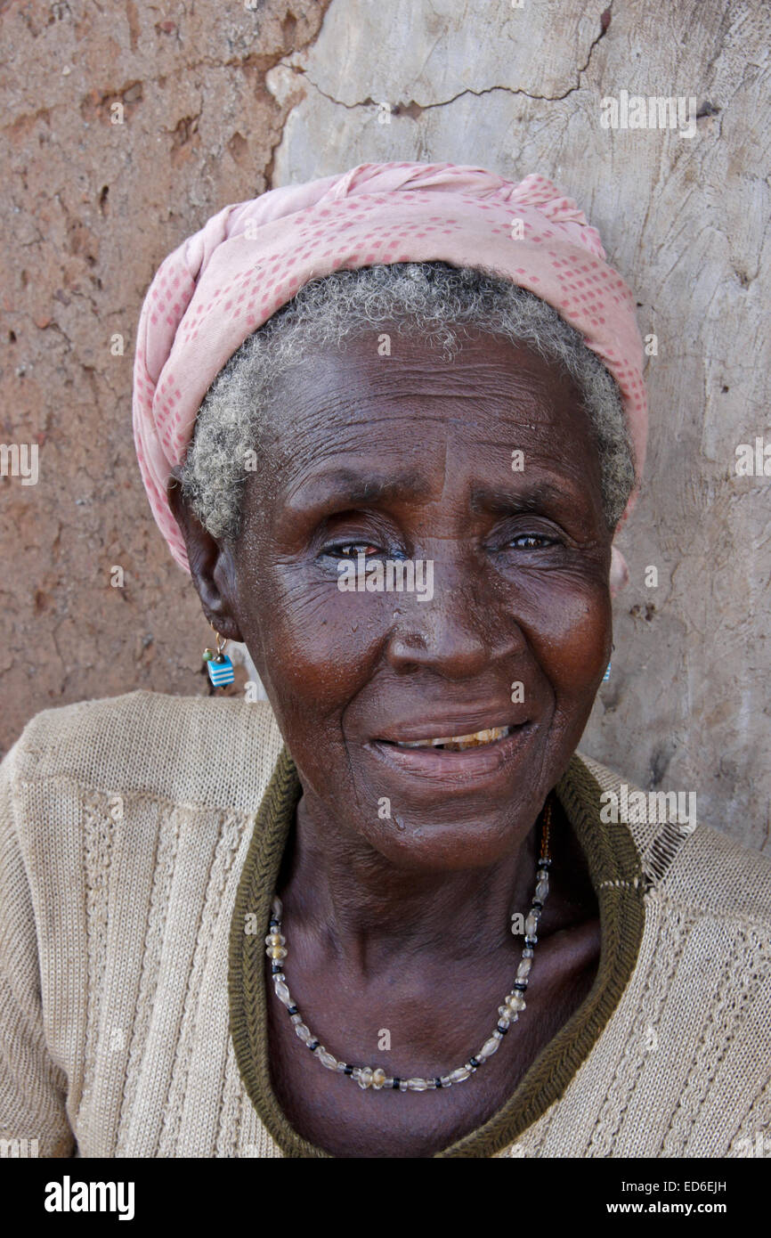 Ältere Frau Gambaga, Ghana Stockfoto
