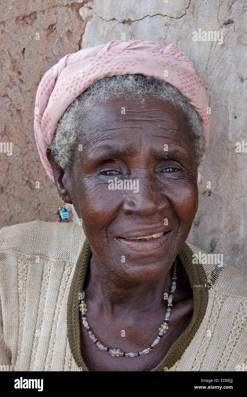 Ältere Frau Gambaga, Ghana Stockfoto